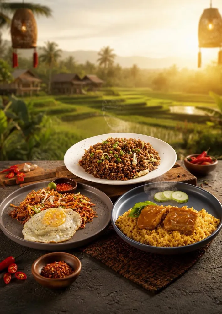Fried rice with egg and chili sides